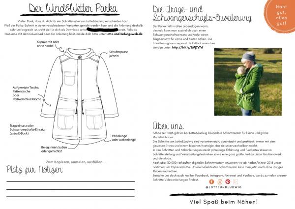 Lotte und Ludwig Papierschnittmuster Wind&Wetter Parka Curvy